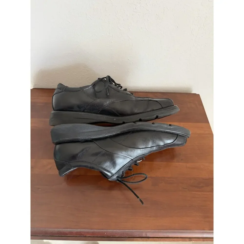 London Underground Chivas Black Leather Square Bicycle Toe Casual Oxfords Mens 9